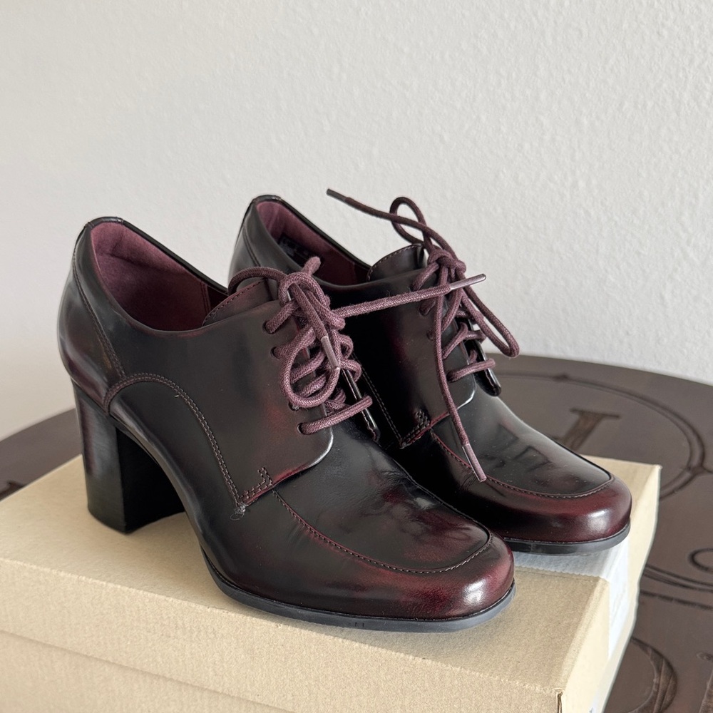 Clarks Burgundy Lace-Up Women's Heels